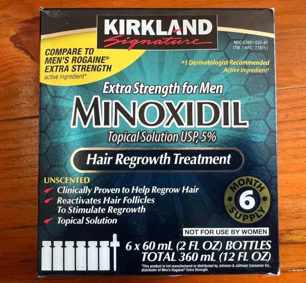 Caixa de minoxidil kirkland fabricação estados unidos