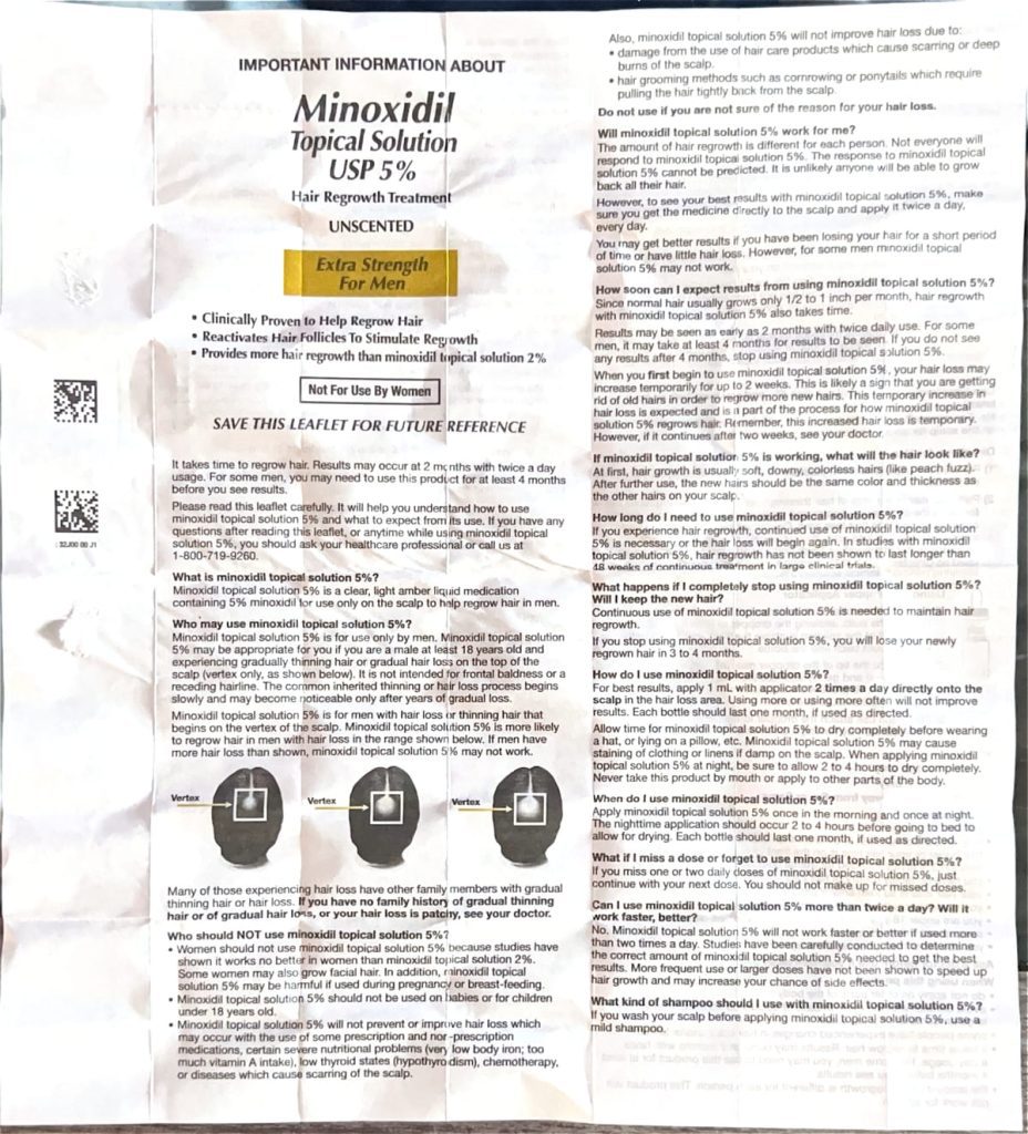 Frente Bula Minoxidil Kirkland